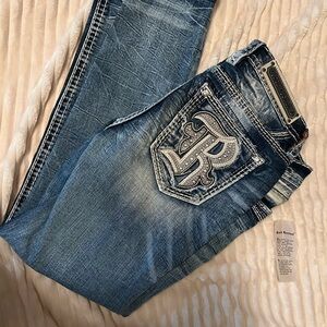 Rock Revival Distressed Blue Denim Jeans
